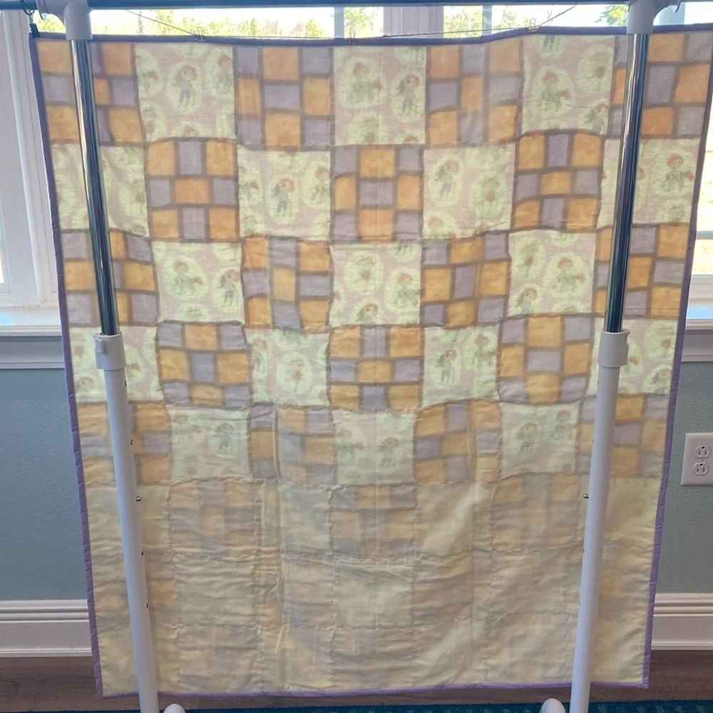 Handmade Kid Playing Pirate Cowboy 9 Patch Crib Quilt
